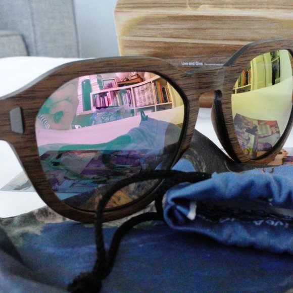 Solo Eyewear Reclaimed Wood Sunglasses Mirror Lenses - Picture 5 of 8